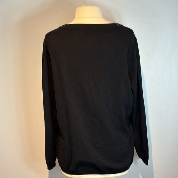 Marina Rinaldi black beaded heart cardigan sweater size large - Picture 5 of 11
